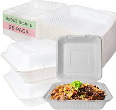 9 X 9 /  BIODEGRADABLE MOLDED FIBER HINGED TRAY (200/CS)