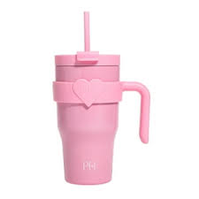 20 OZ HEART SHAPED NOVELTY CUP / PINK / CUP WITH LID & STRAW