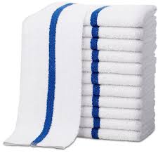 BAR TOWEL / BLUE STRIPE /  COTTON / 16 X 19 / 12 PACK