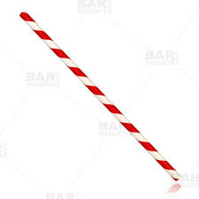 BARCONIC PAPER STRAWS - RED STRIPE - 100 PACK
