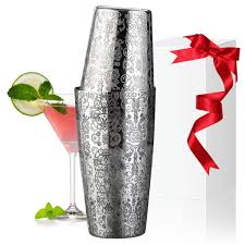 SHAKER TIN / ETCHED / STAINLES STEEL / 28 OZ & 18 OZ SET