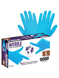 MEDIUM NITRILE GLOVE / BLUE / EXAM GRADE / POWDER