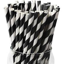 PAPER STRAWS WRAPPED / BLACK / BARCONIC BIODEGRADABLE 7 3/4"