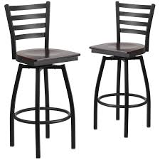 BARCONIC® BLACK FRAME BAR STOOL - LADDER BACK - BLACK