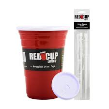 PARTY YARD / 24 OZ / WITH BLAC K LID & STRAW / RED (EACH)