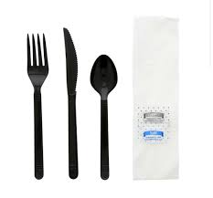 CUTLERY KIT / MEDIUM WEIGHT / BLACK (F,K,S,S&P NAPKIN)