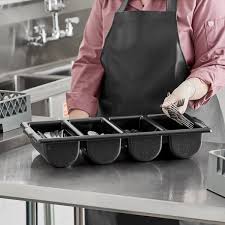 CUTLERY BIN BLACK - 4 COMPARTMENT [EACH]