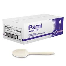 PLASTIC TEASPOON / WHITE /  MEDIUM WEIGHT / 1,000 PER CASE