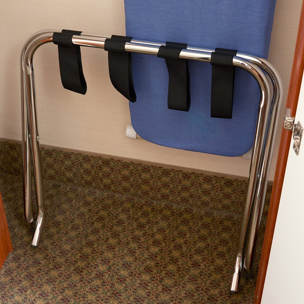 LANCASTER TABLE & SEATING CHROME FOLDING LUGGAGE RACK