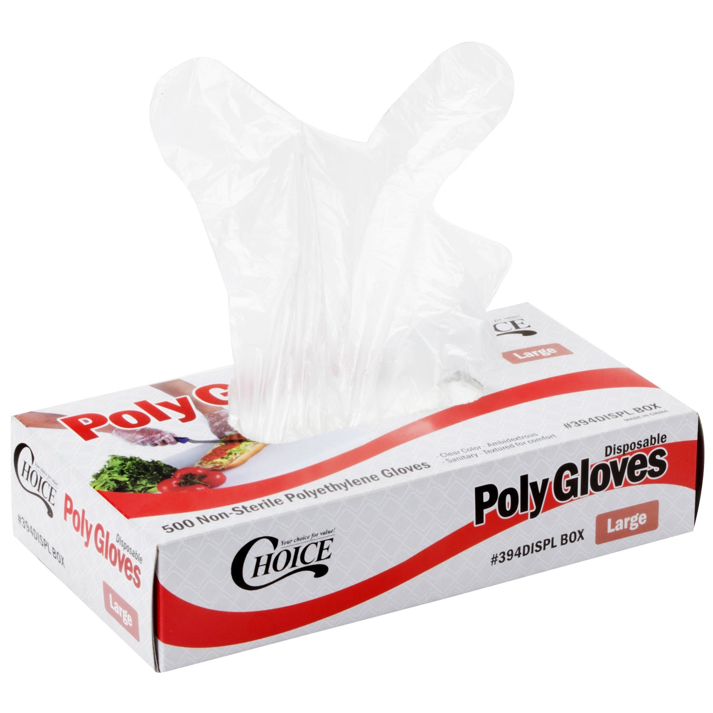 POLY FOOD SERVICVE GLOVES / LARGE (500 BOX - 20 BOXES/CS)