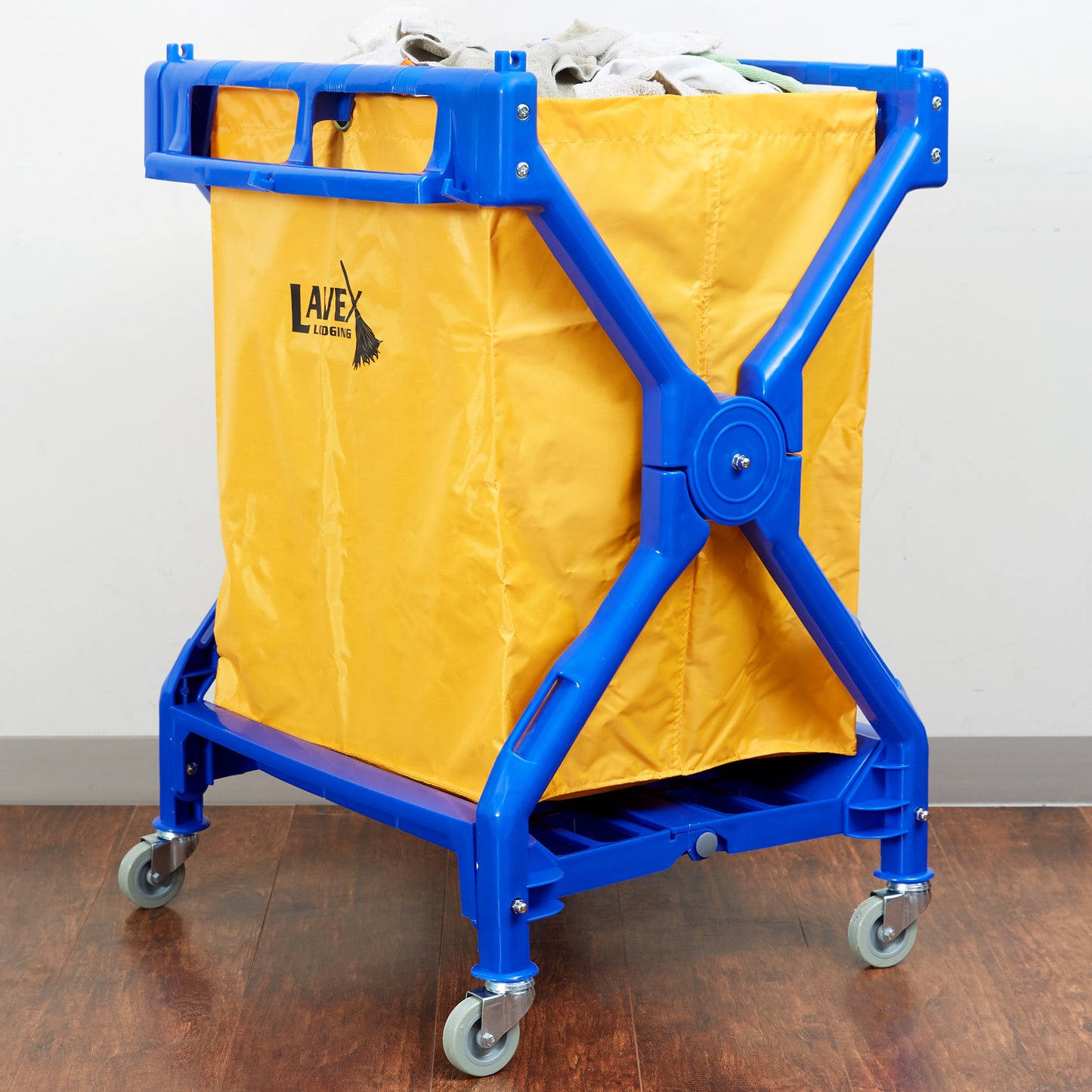 LAUNDRY CART / COMMERCIAL LAUNDRY CART/TRASH CART, 10 BUSHEL FOLDING PLASTIC FRAME AND VINYL BAG