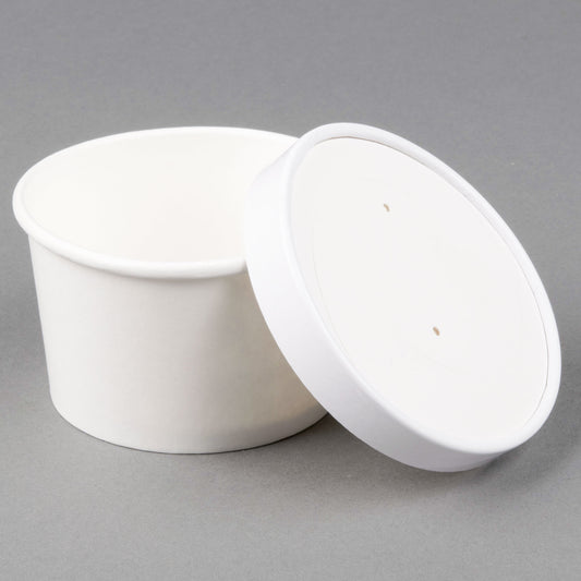 8 OZ PAPER HOT FOOD CUP WITH VENTED PAPER LID / POLY COATED (250/CS)