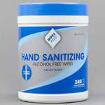 WIPESPLUS 240 COUNT LEMON SCENT ALCOHOL FREE HAND SANITIZING WIPES