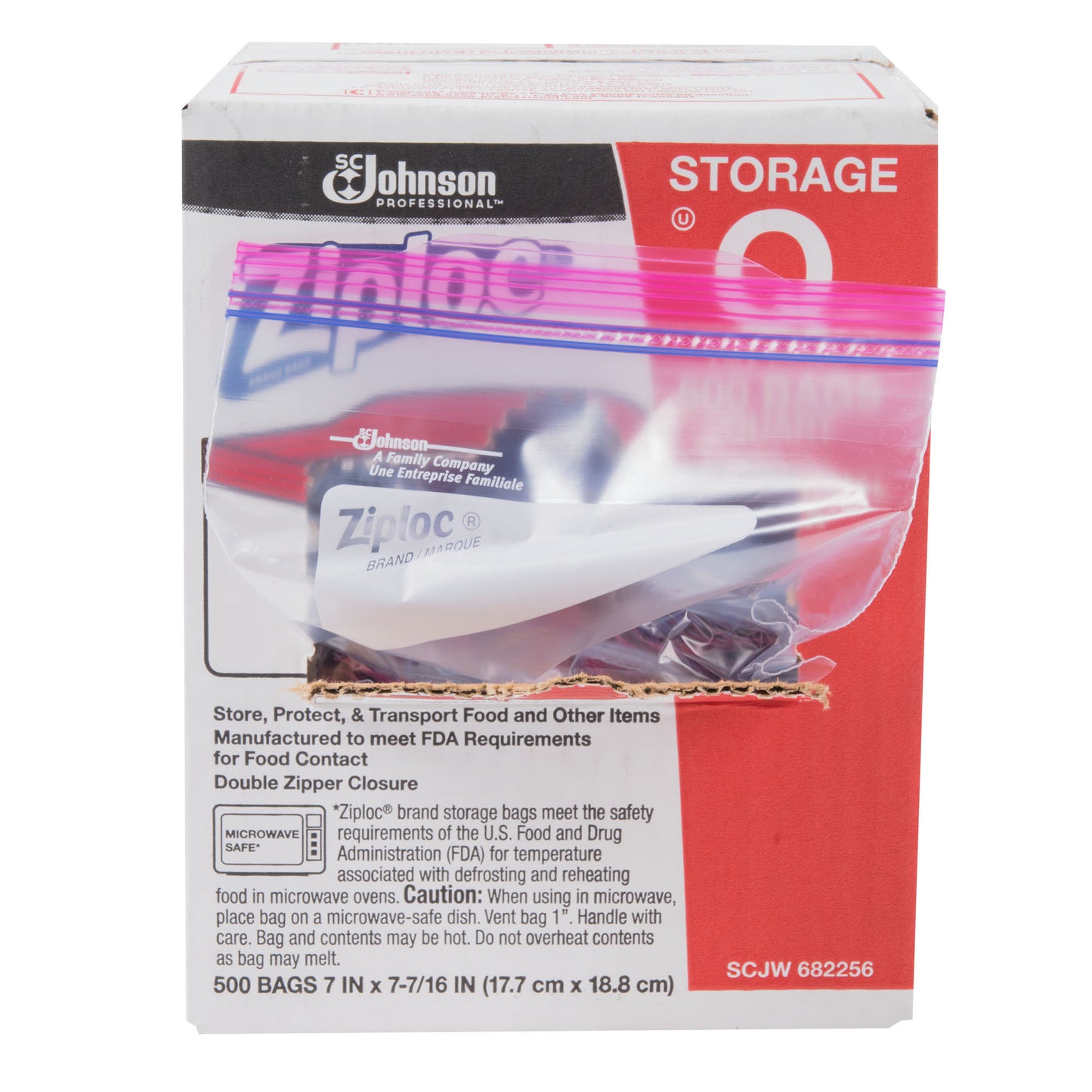 DIVERSEY ZIPLOC QUART STORAGE BAG 1.75 MIL 500