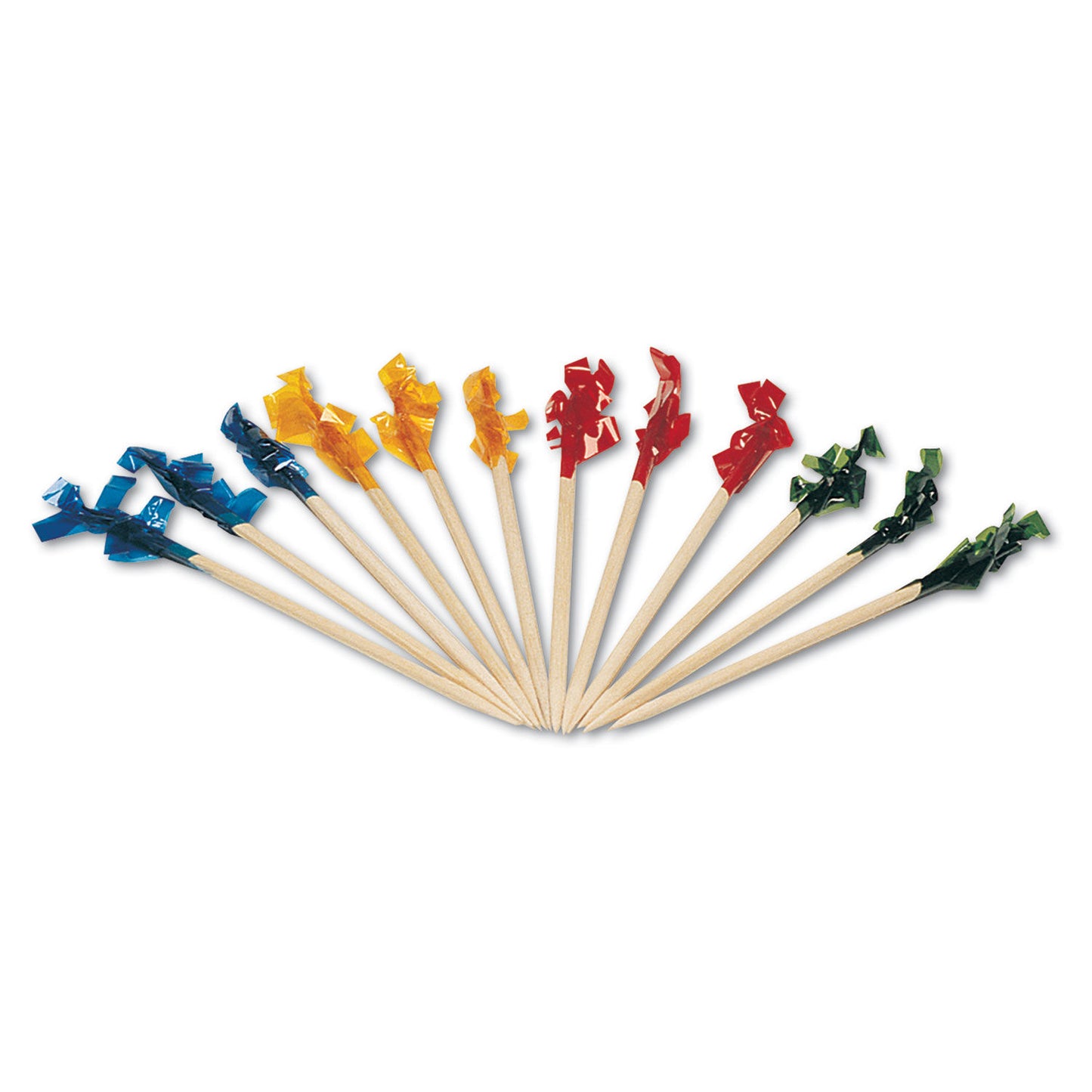 FRILL / REGULAR CELLOPHANE-FRILL WOOD PICKS, 2 1/2", ASSORTED (1,000/BOX)