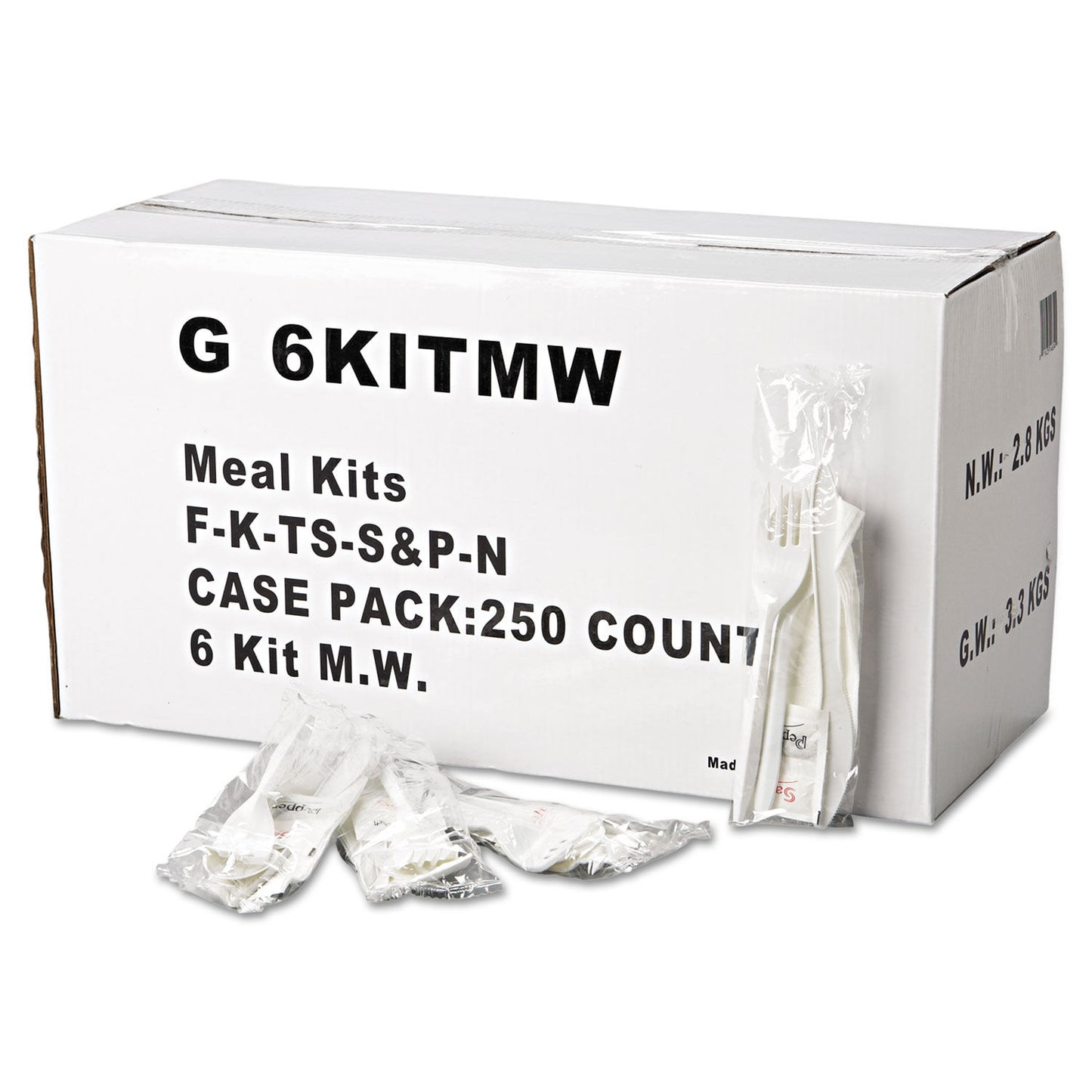 CUTLERY KIT / MEDIUM WEIGHT / WHITE(F,K,S,S&P NAPKIN) (250/CS)