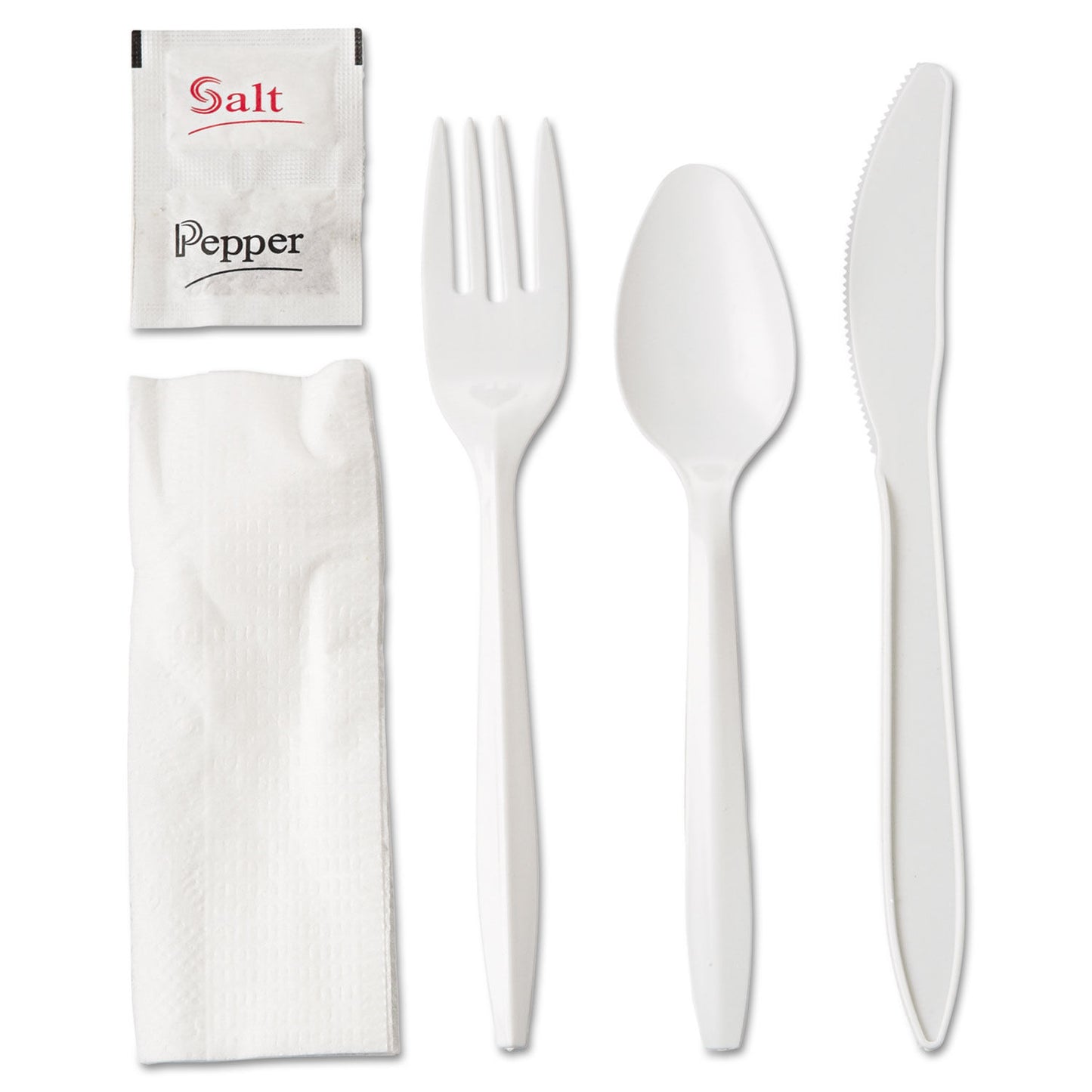 CUTLERY KIT / MEDIUM WEIGHT / WHITE(F,K,S,S&P NAPKIN) (250/CS)