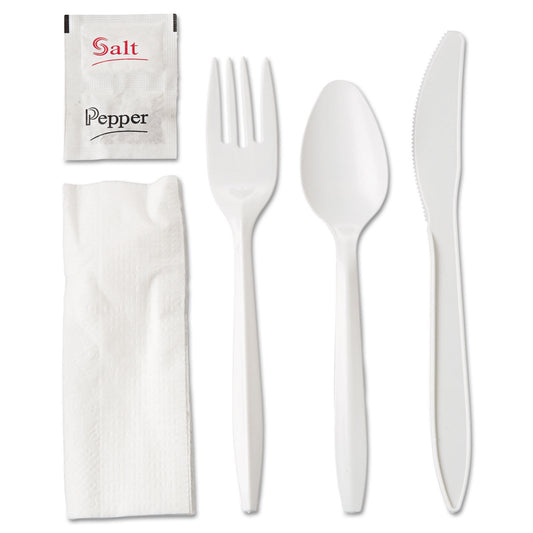 CUTLERY KIT / MEDIUM WEIGHT / WHITE(F,K,S,S&P NAPKIN) (250/CS)
