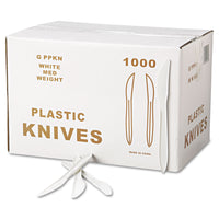 PLASTIC KNIFE / MEDIUM WEIGHT / WHITE (1000/BOX)