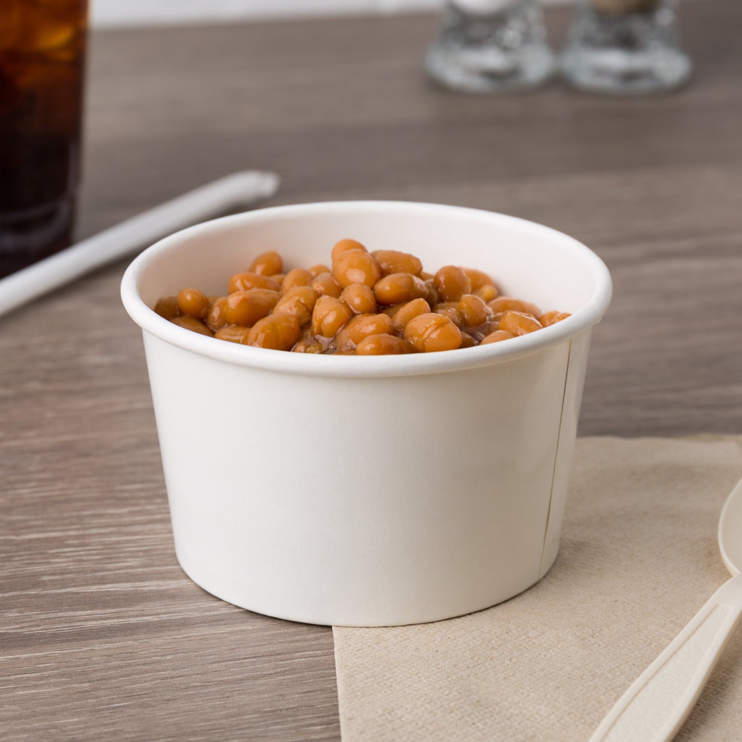 8 OZ PAPER HOT FOOD CUP WITH VENTED PAPER LID / POLY COATED (250/CS)