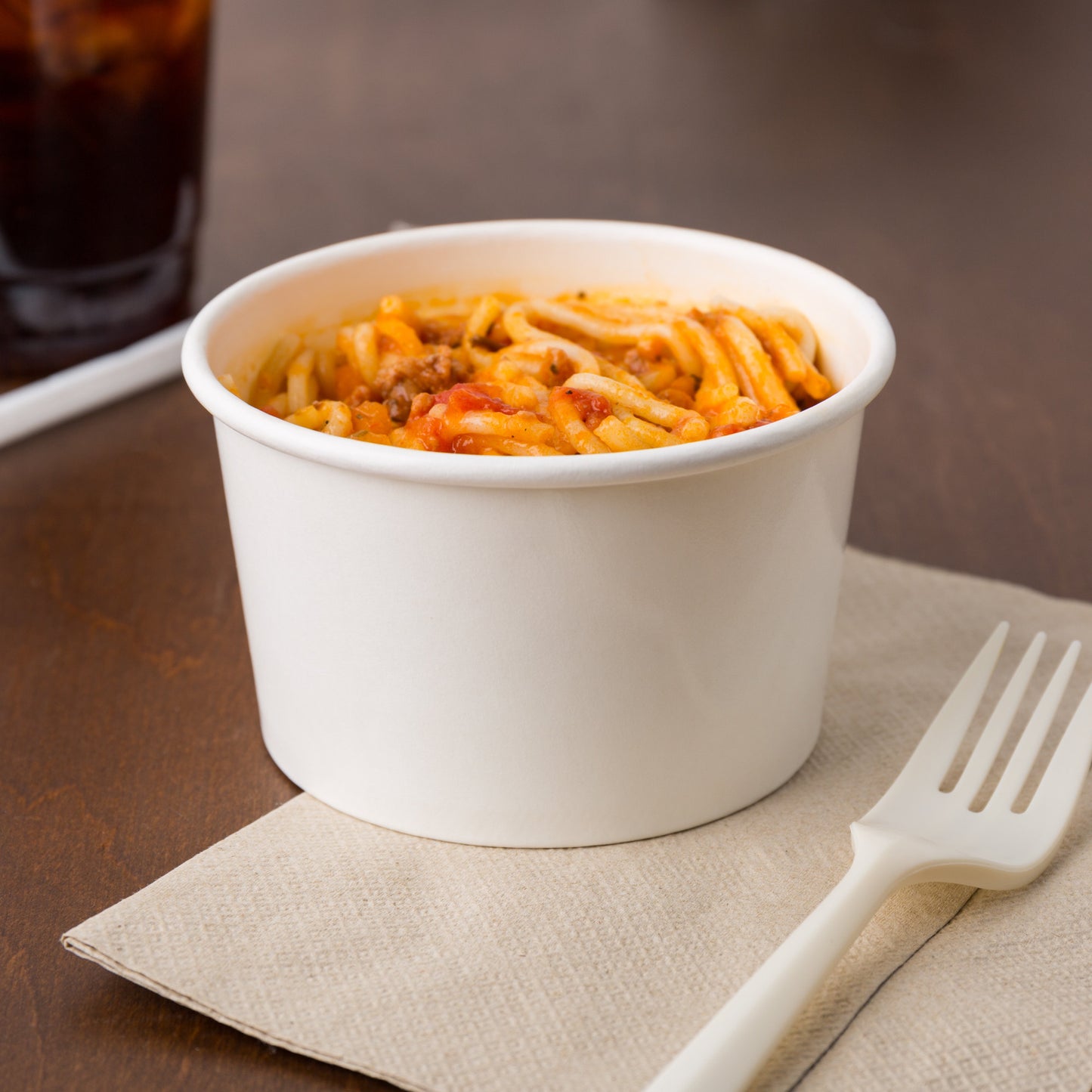 8 OZ PAPER HOT FOOD CUP WITH VENTED PAPER LID / POLY COATED (250/CS)