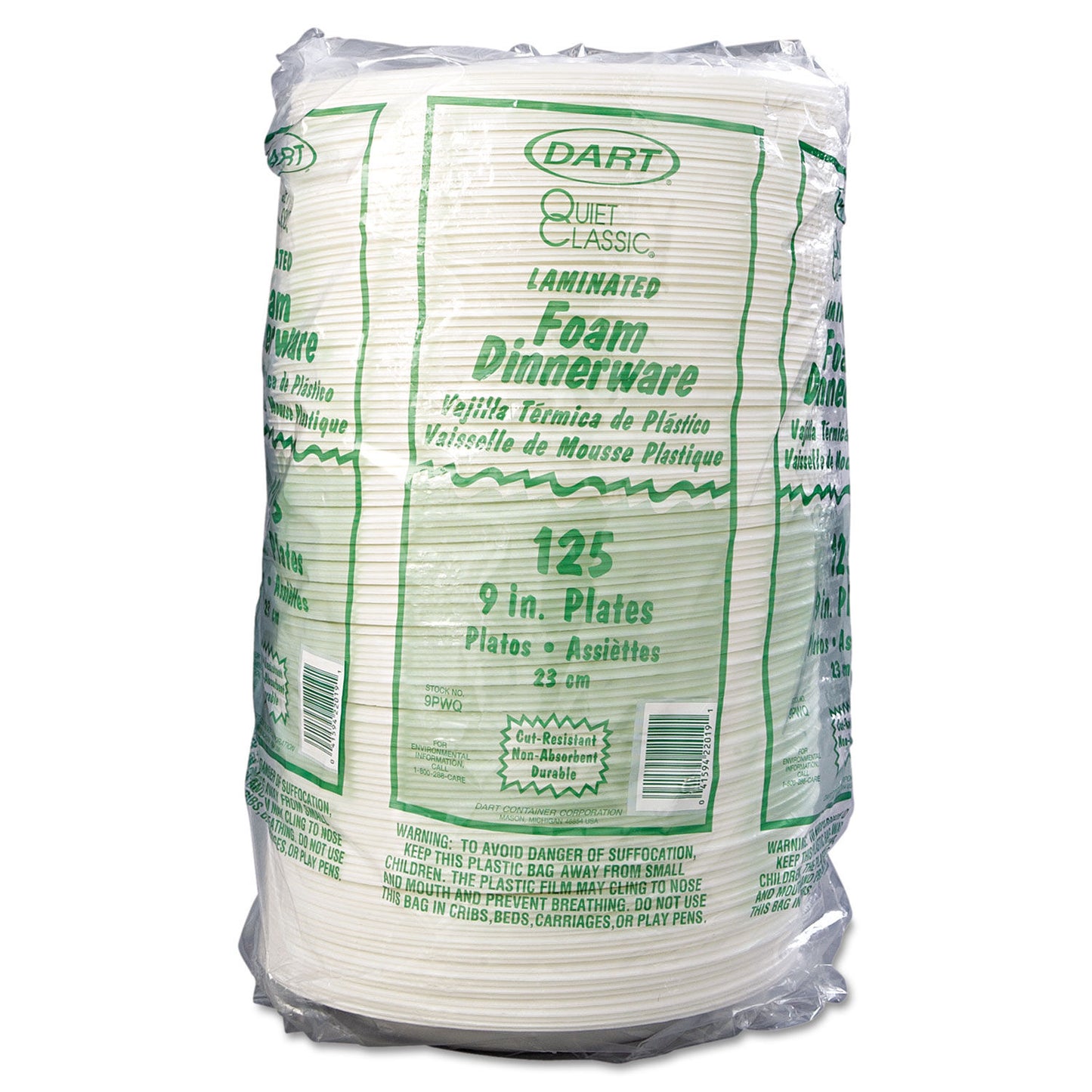 FOAM PLATE / 9" / WHITE / LAMINATED (500/CS)