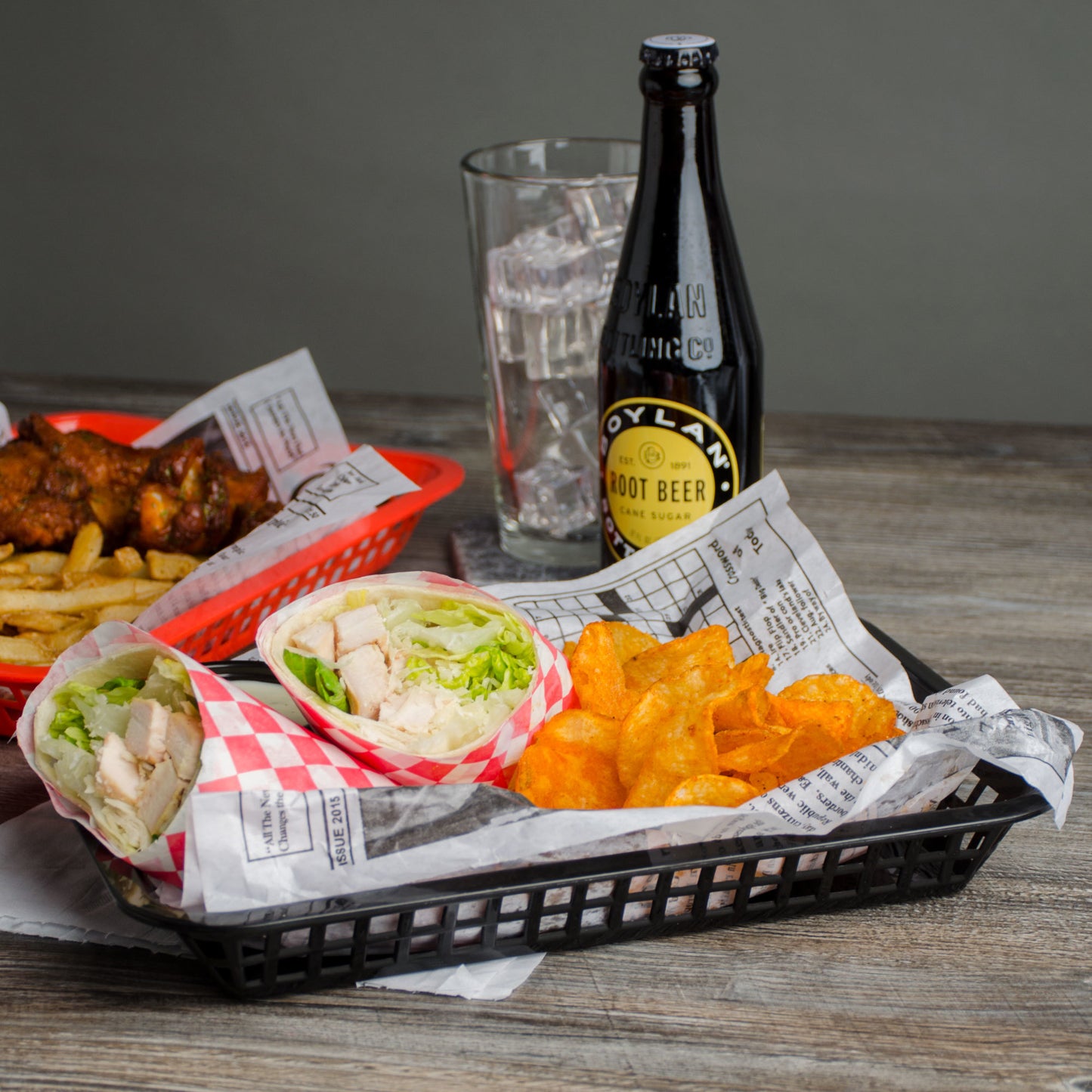 FAST FOOD BASKET / 12" X 8 1/2" X 1 1/2" / BLACK / RECTANGULAR (12/PK)