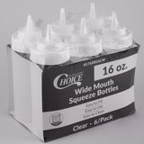 16 OZ CLEAR WIDE MOUTH SQUEEZE BOTTLE (6/PK)