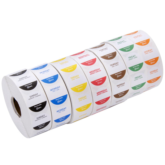 DAY DOTS / 1" REMOVABLE / SUNDAY - SATURDAY (PACK)