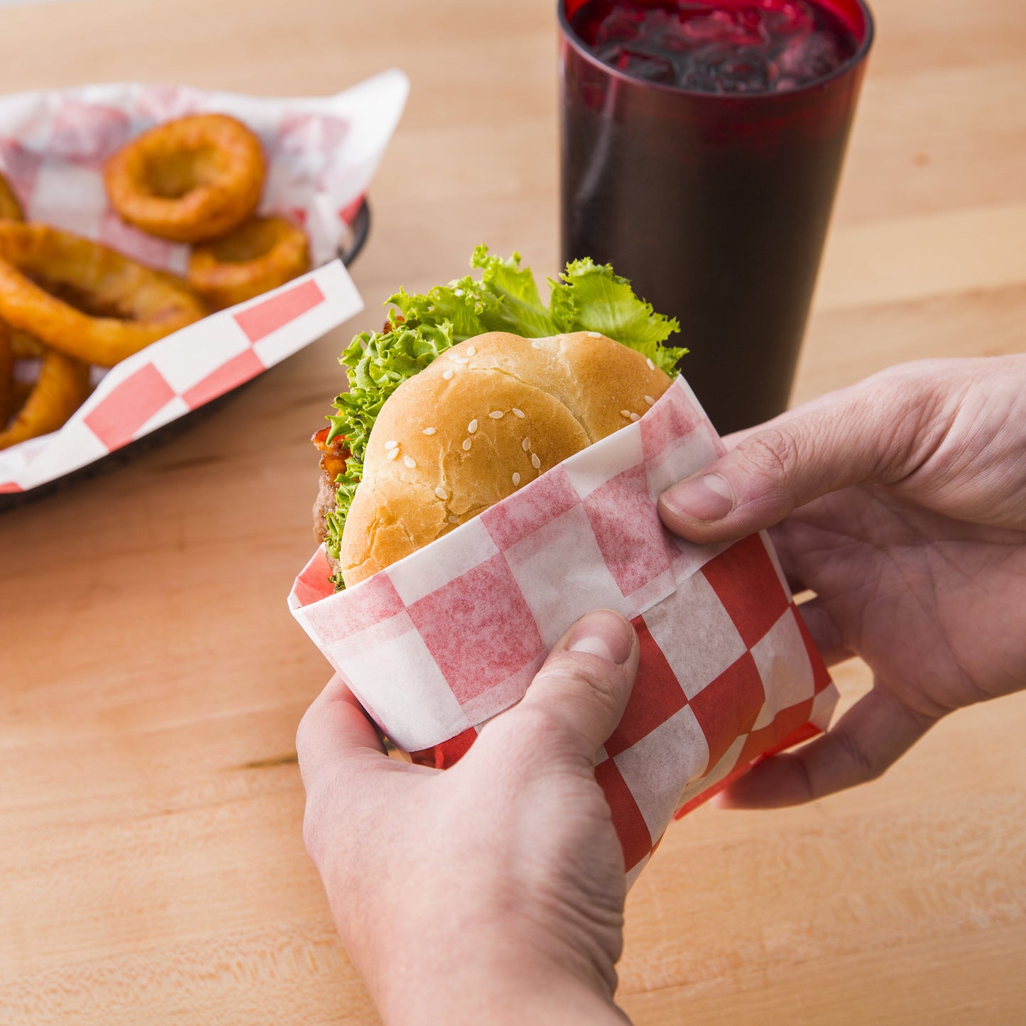 12" X 12" RED CHECK DELI SANDWICH WRAP PAPER - 5000/CASE
