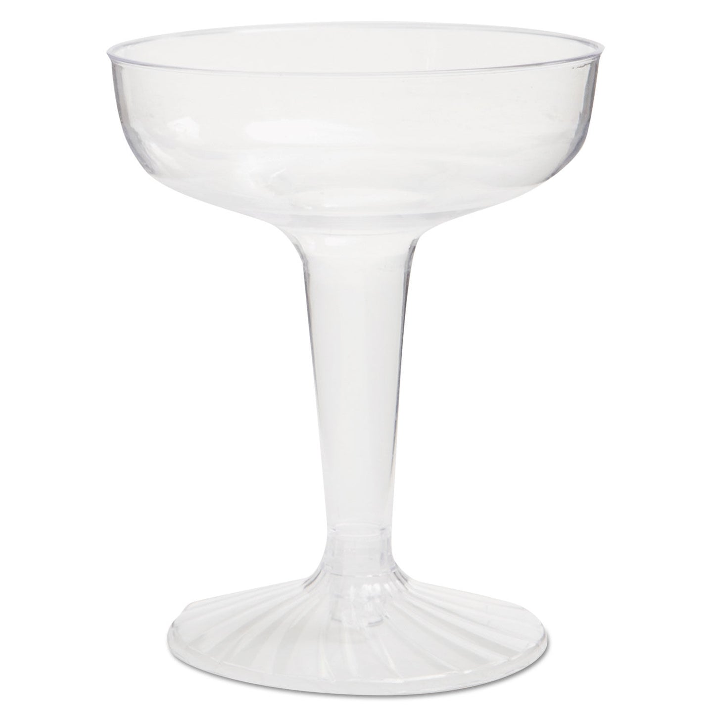 COMET PLASTIC CHAMPAGNE GLASSES, 4 OZ., CLEAR, TWO-PIECE CONSTRUCTION (25/PK)