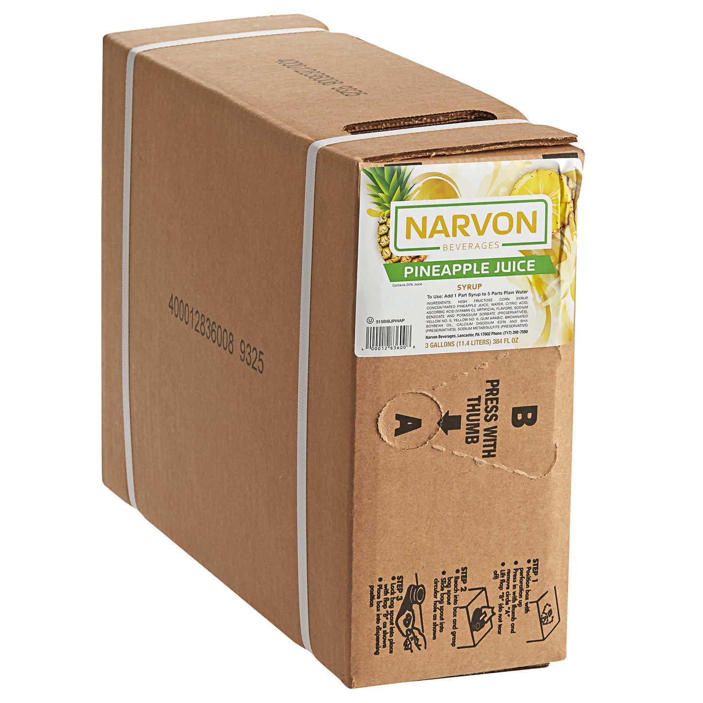 NARVON 3 GALLON BAG IN BOX PINEAPPLE JUICE SYRUP