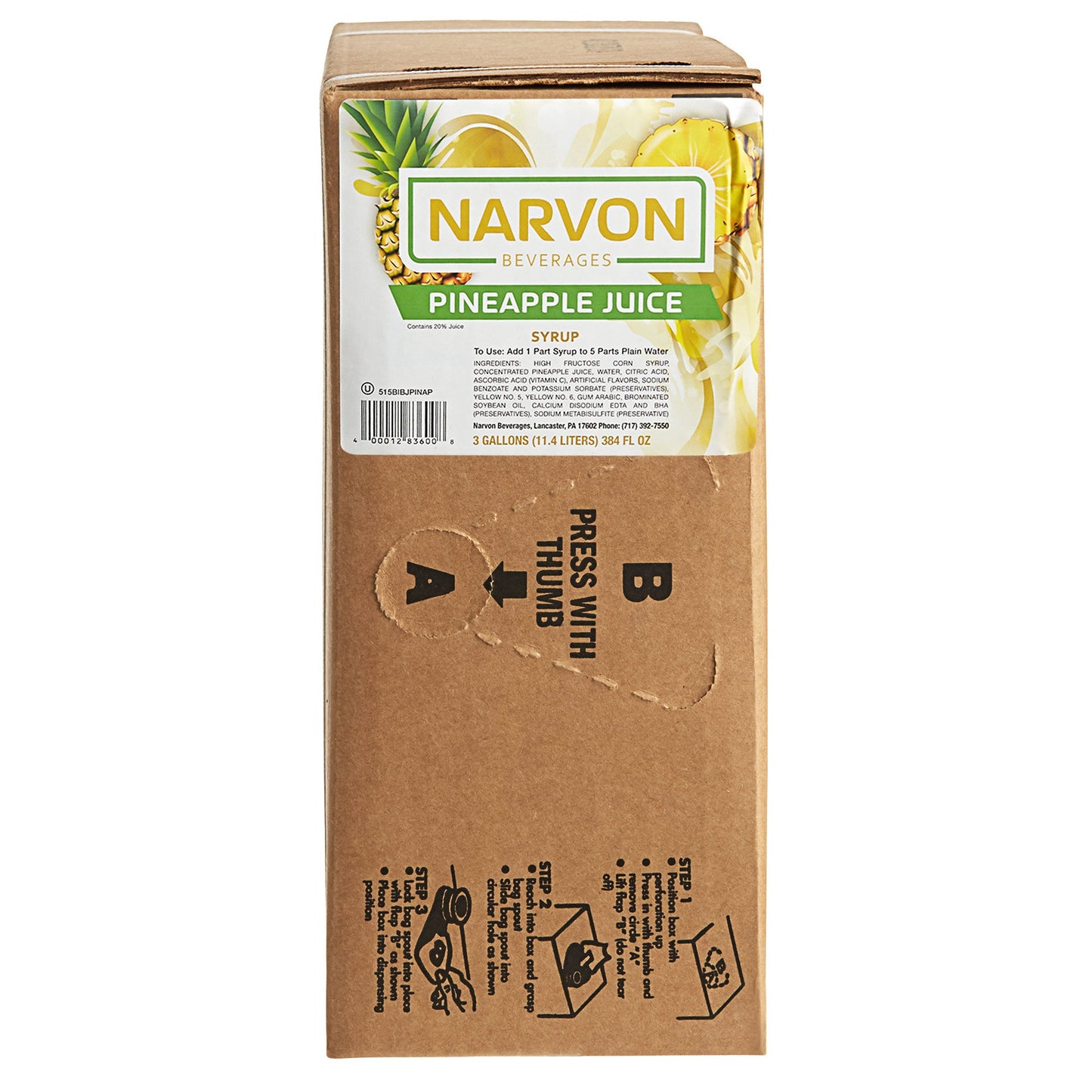 NARVON 3 GALLON BAG IN BOX PINEAPPLE JUICE SYRUP