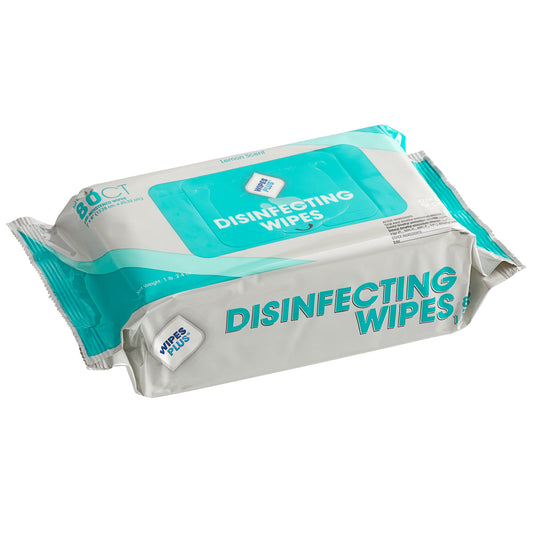 WIPESPLUS 80 COUNT LEMON SCENT ALCOHOL FREE SINGLE USE DISINFECTING WIPES (12/CS)