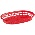 11" X 7" X 1 1/2" RED OVAL PLASTIC FAST FOOD BASKET (12/PK)