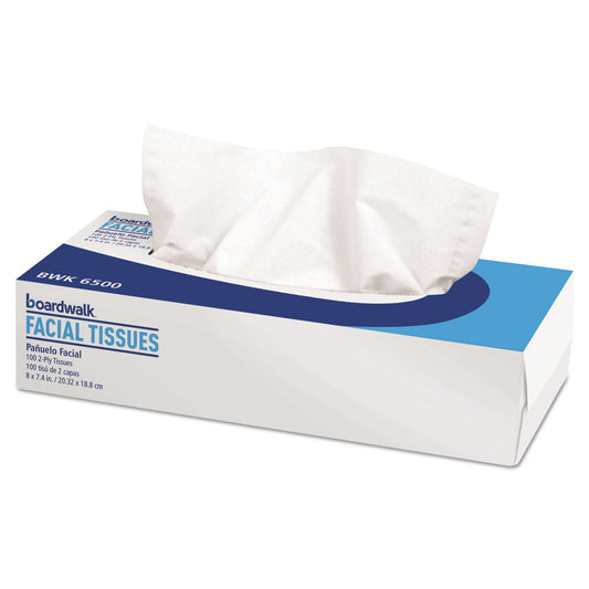 FACIAL TISSUE, 2-PLY, WHITE, FLAT BOX, 100 SHEETS/BOX, 30 BOXES/CARTON
