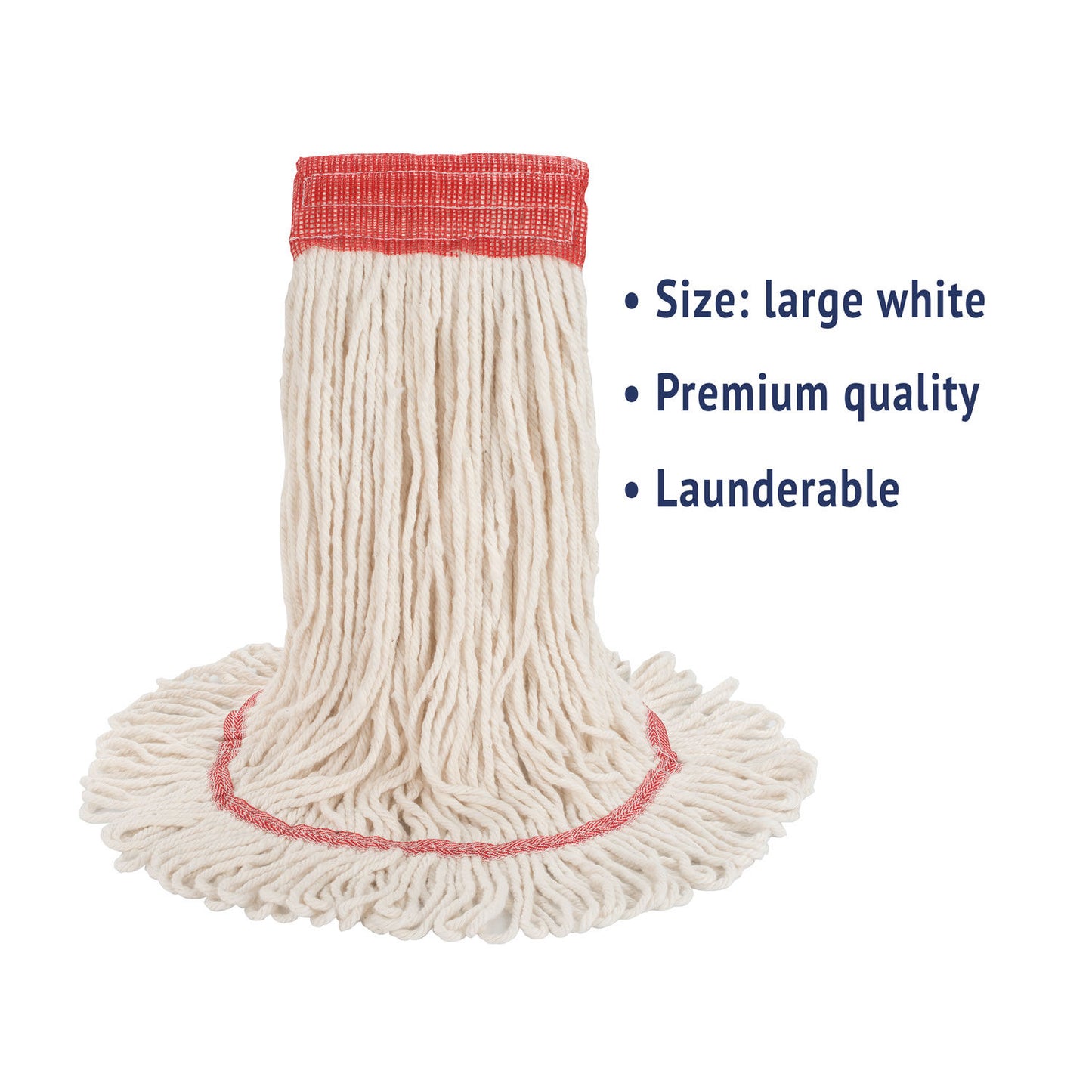 SUPER LOOP WET MOP HEAD, COTTON/SYNTHETIC FIBER, 5" HEADBAND, LARGE SIZE, WHITE (12/CS)
