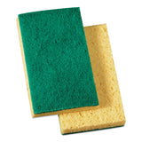 SCRUBBING SPONGE, MEDIUM DUTY, 3.6 X 6.1, 0.75" THICK, YELLOW/GREEN, INDIVIDUALLY WRAPPED (20/CS)