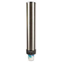 LARGE WATER CUP DISPENSER W/REMOVABLE CAP, WALL MOUNTED, STAINLESS STEEL
