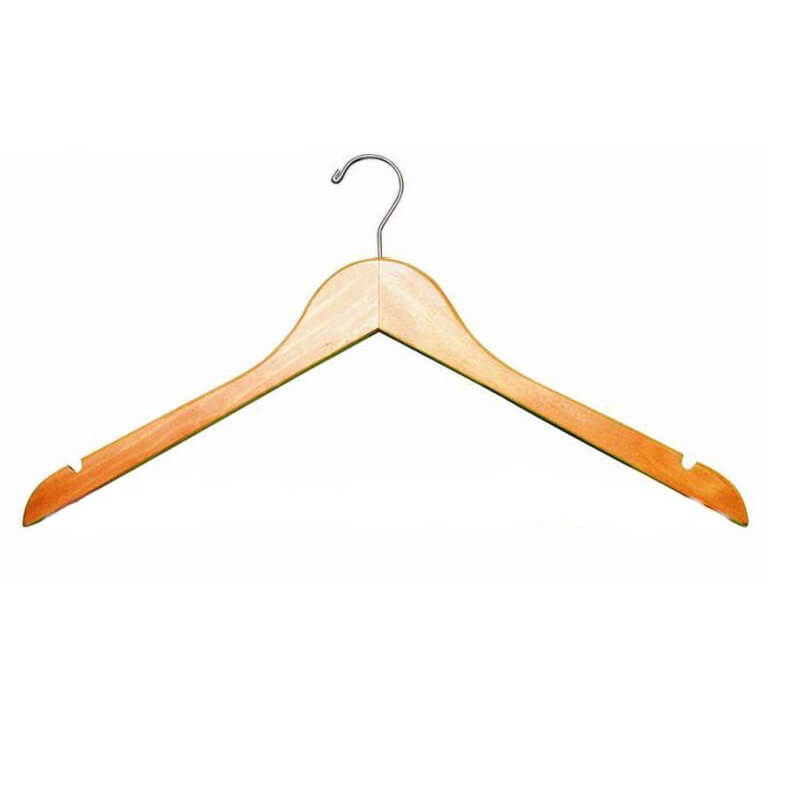 FLAT HANGER WITH FIXED BAR, 1/2" THICK X 17" WIDE / NATURAL / CHROME (100/PACK)
