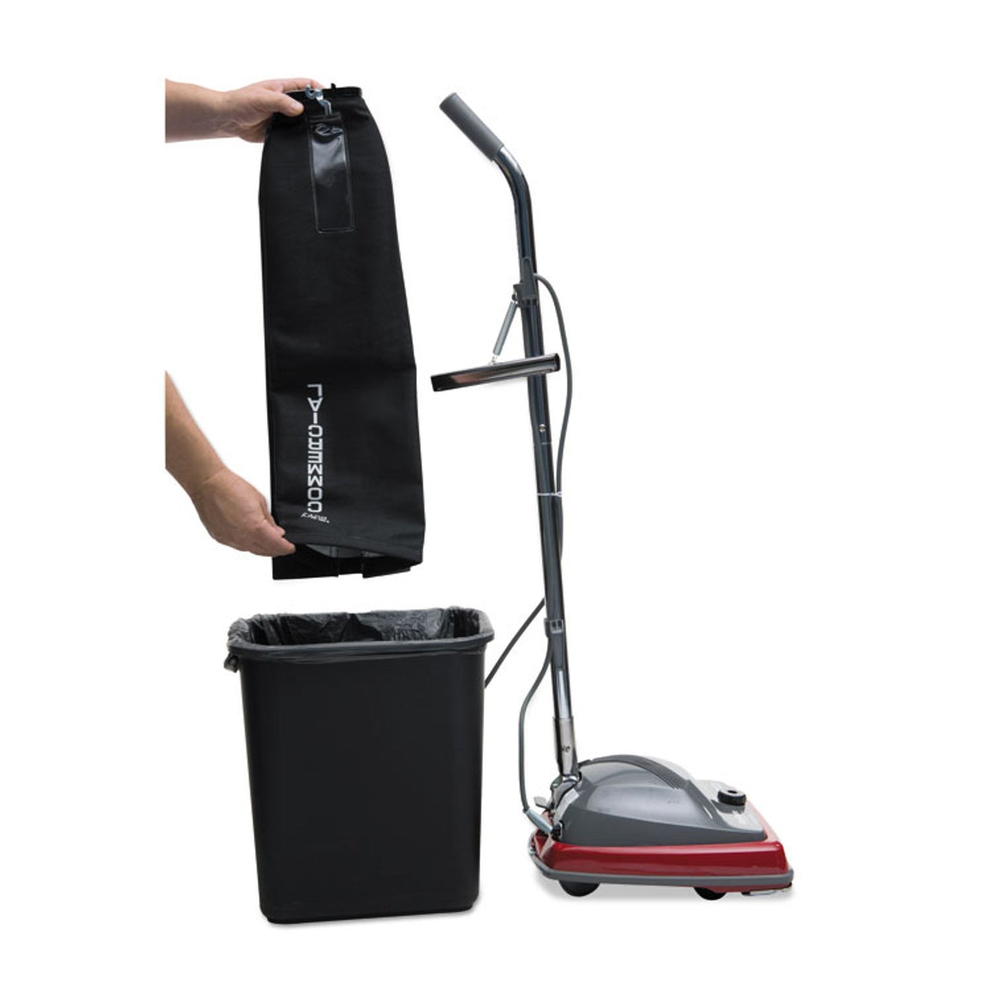 SANITAIRE VACUUM / TRADITION UPRIGHT VACUUM WITH SHAKE-OUT BAG, 12 LB, GRAY/RED