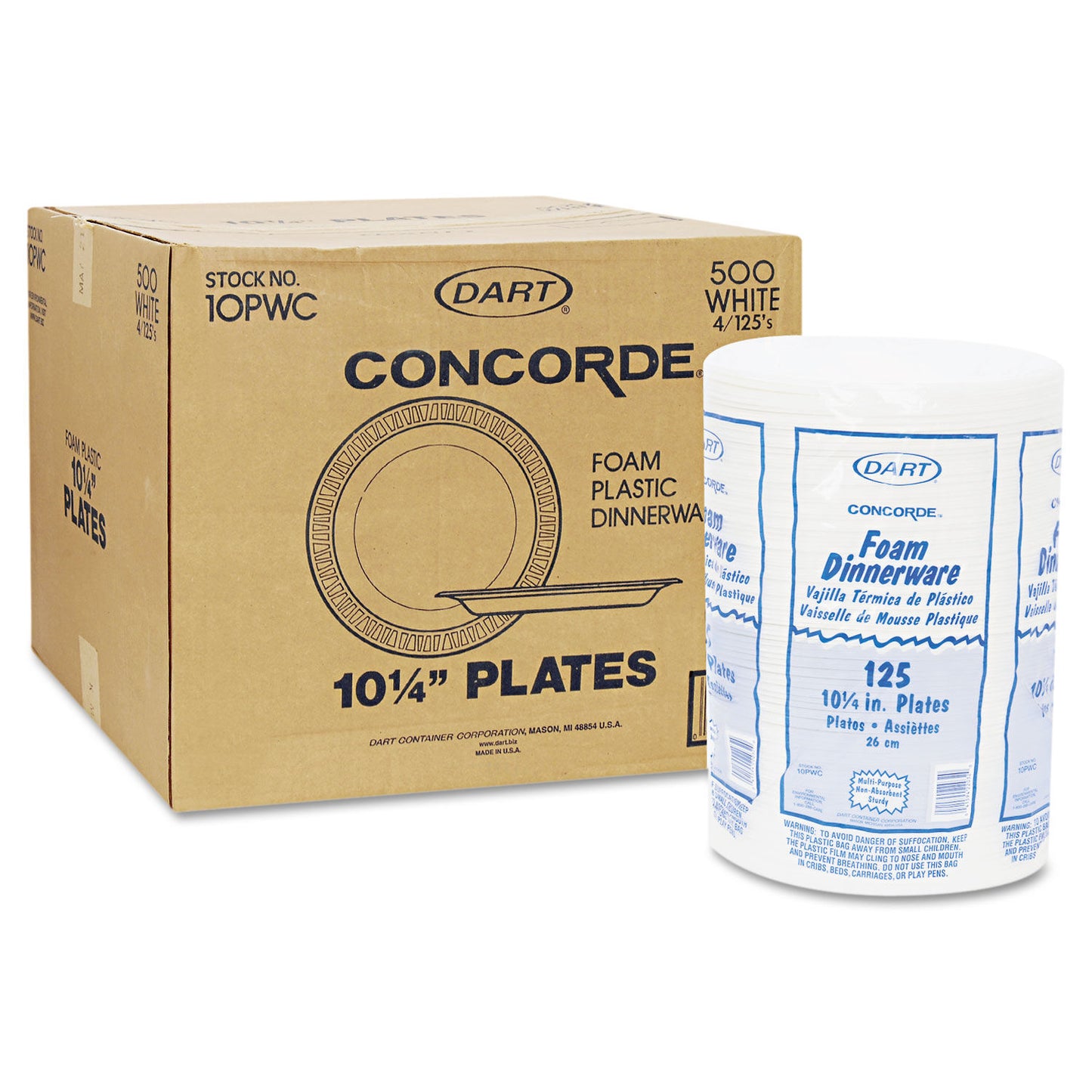 FOAM PLATE / 10.25" / WHITE / NON-LAMINATED (500/CS)