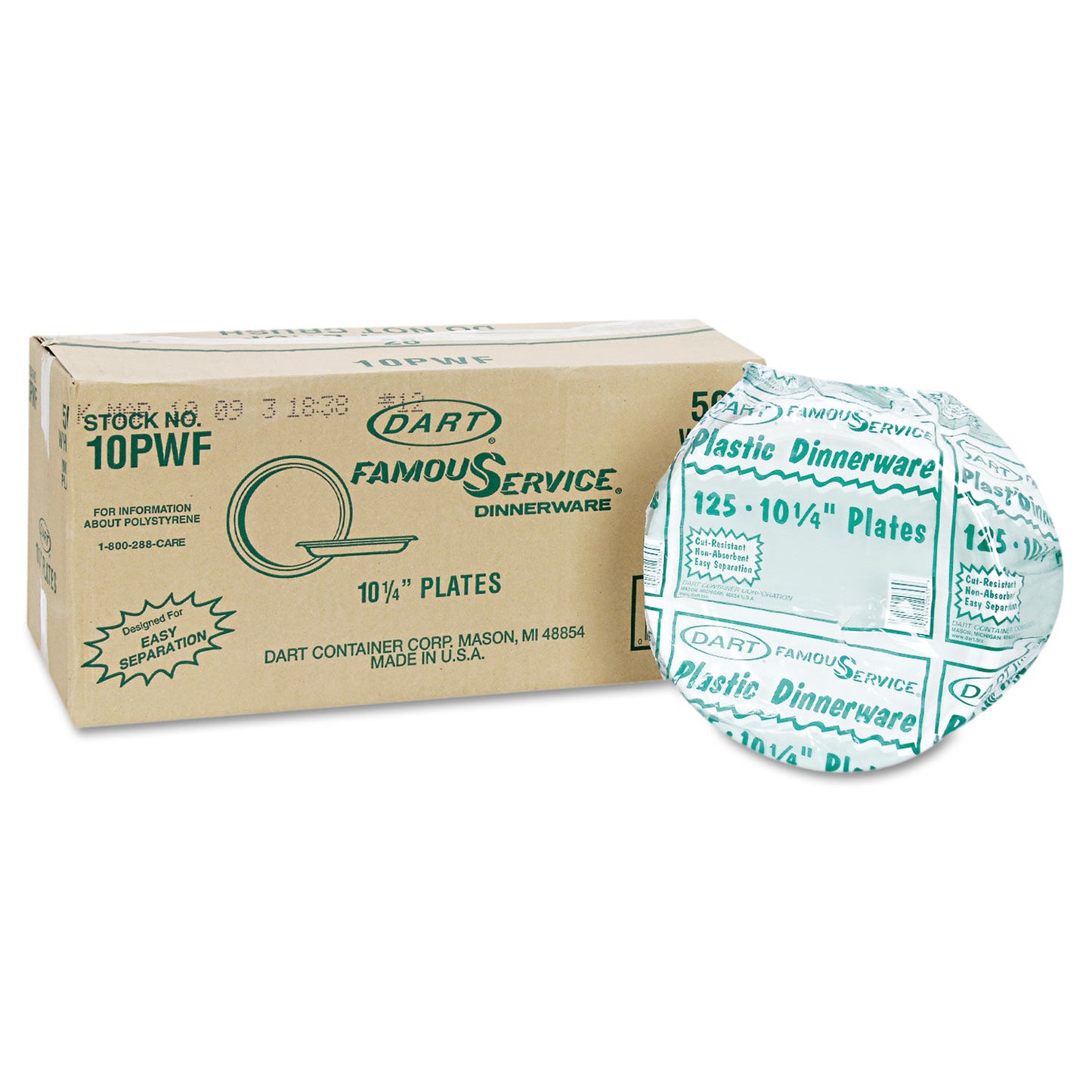 10PWF / DART 10.25" WHITE PLASTIC PLATE (500/CS)