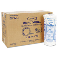 DART CONCORDE FOAM PLATE, 6" DIA, WHITE (1,000/CS)