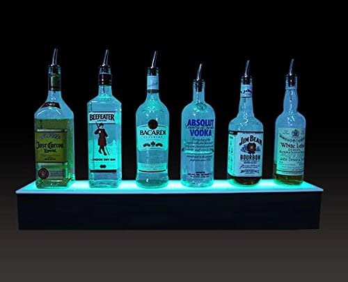 LIQUOR SHELF / 1 TIER / BLACK / MULTI COLOR LED'S / 36" LENGTH..
