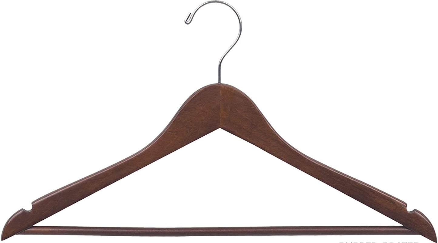 MEN'S WOOD FLAT SUIT HANGER-BALL TOP HOOK- WALNUT (100/CS)