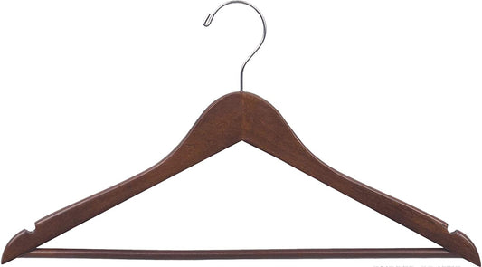 MEN'S WOOD FLAT SUIT HANGER-BALL TOP HOOK- WALNUT (100/CS)