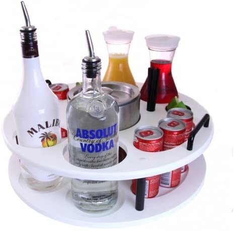 18 INCH PLASTIC BOTTLE SERVICE TRAY BLACK - HOLDS 2 BOTTLES