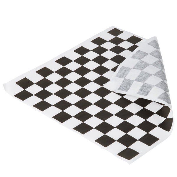Black & White Checkered Wax Deli Sandwich Wrap Paper Sheets Basket Liner  12x12