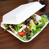 9 X 9 HINGED TRAY / BIODEGRADABLE MOLDED FIBER / ONE COMPARTMENT(200/CS)